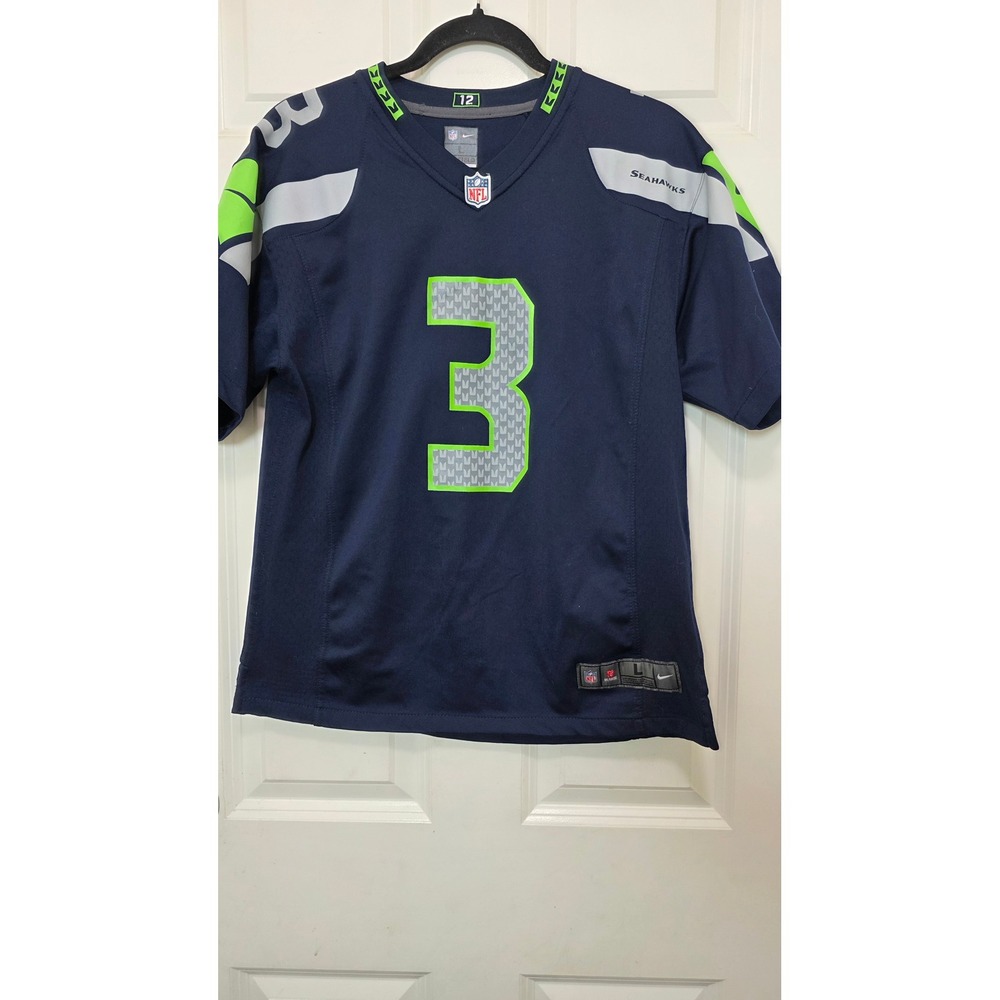 Nike Russell Wilson Seattle Seahawks Jersey Youth Large Navy Blue NFL Football